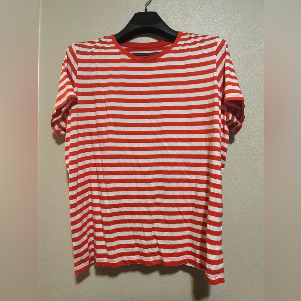 Lands' End Red and White Striped Short Sleeve Tee